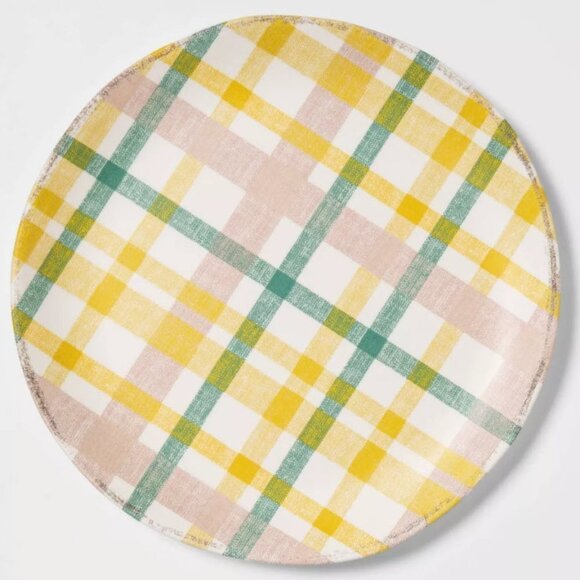 NWT - (set of 4) Plaid Melamine Dinner Plates - Dishwasher-safe - Heavy weight - Picture 3 of 6